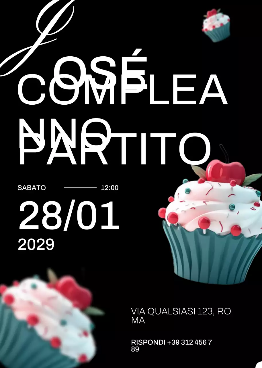 Invito alla festa di compleanno moderno e nero