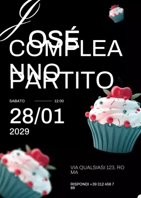 Invito alla festa di compleanno moderno e nero