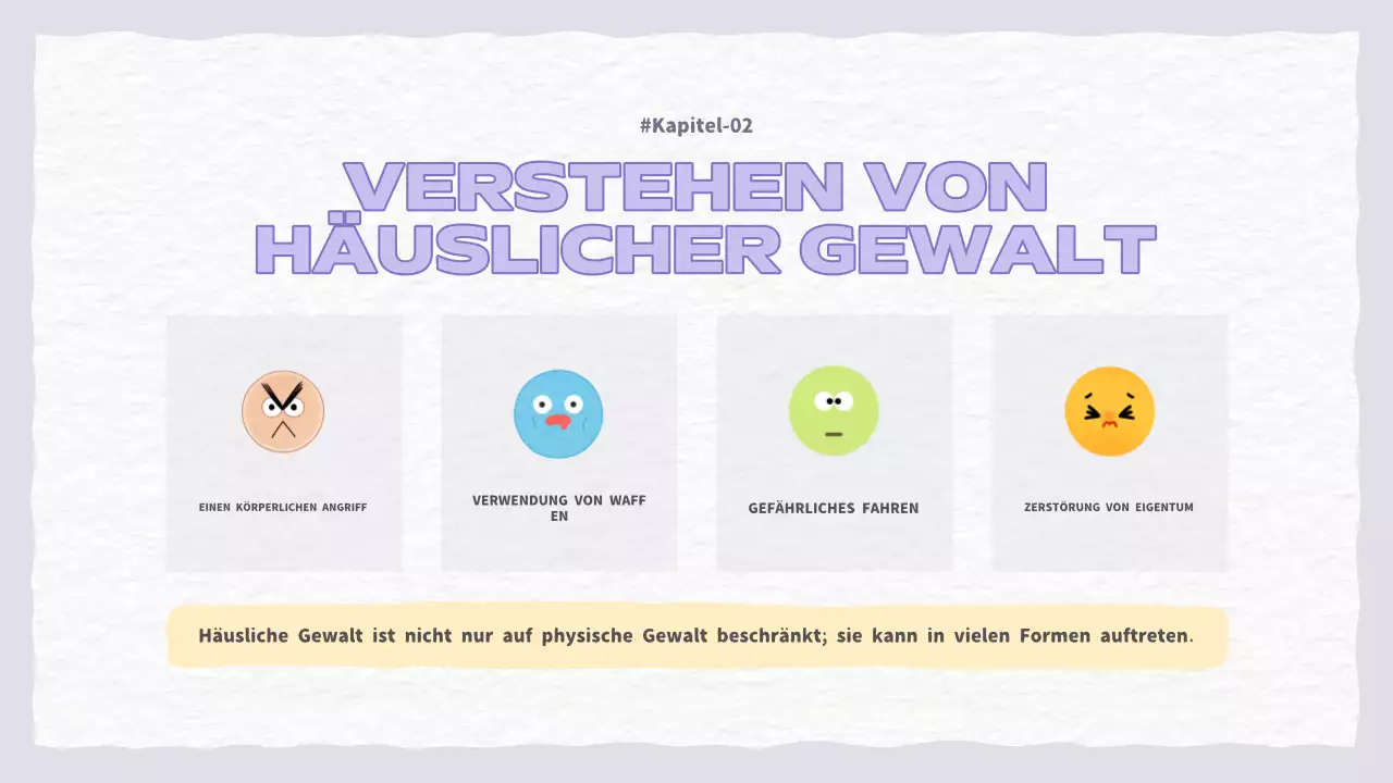 Eine hübsche lila und hellblaue Präsentation über häusliche Gewalt