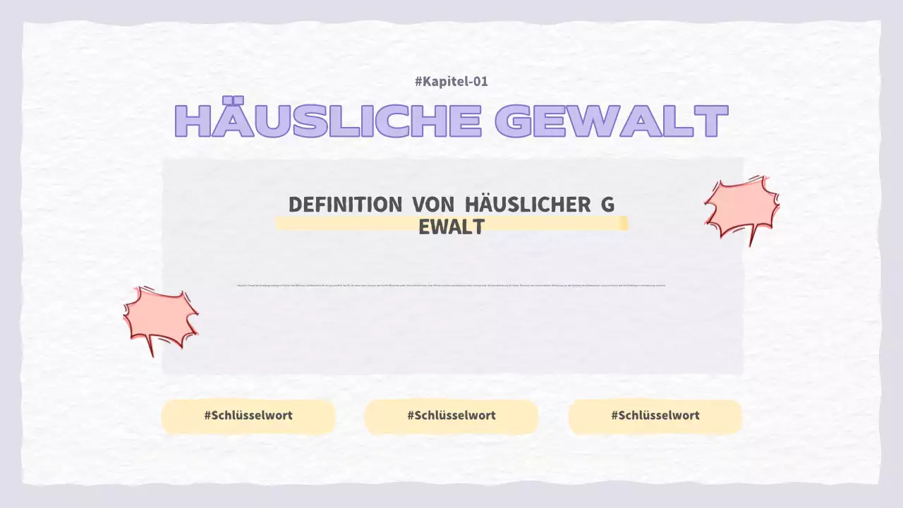 Eine hübsche lila und hellblaue Präsentation über häusliche Gewalt