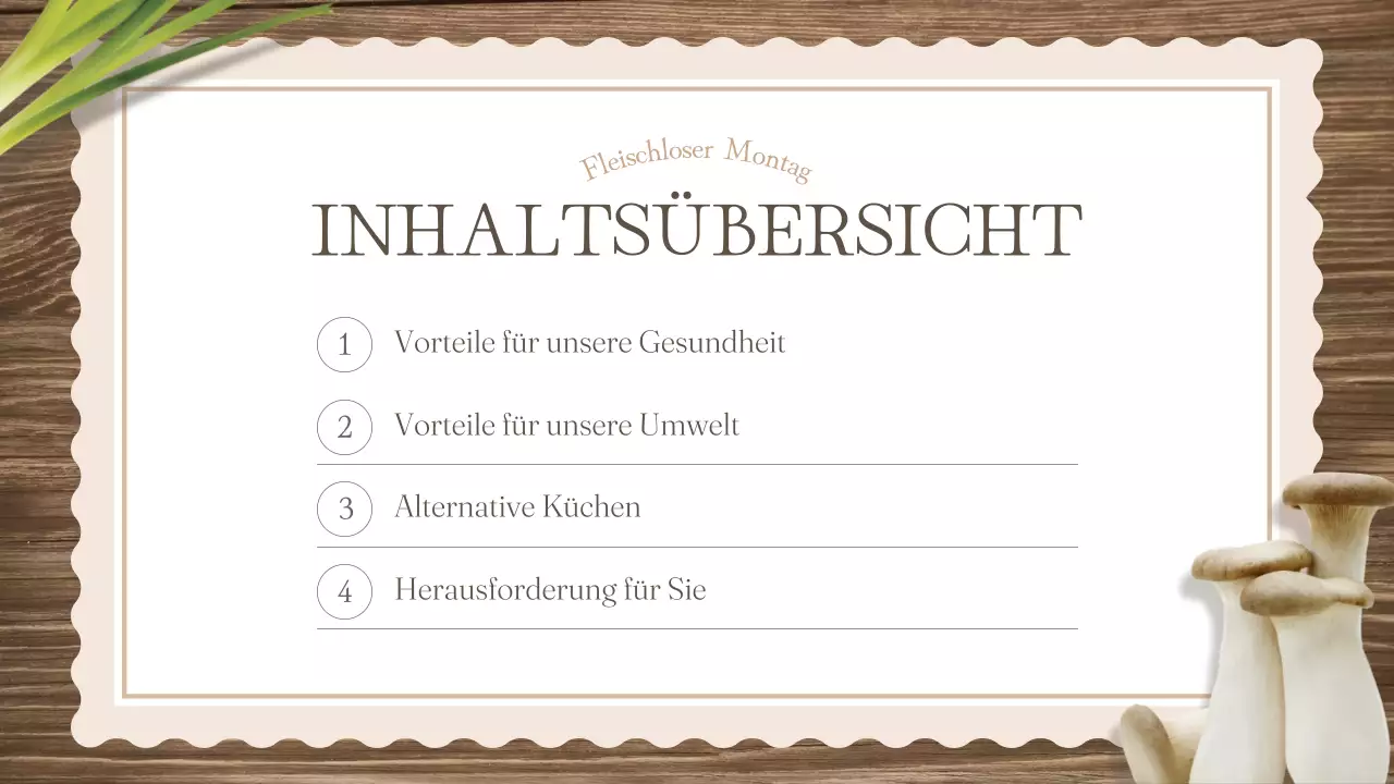 Das klassische braune und grüne Lehrmaterial für den fleischlosen Montag