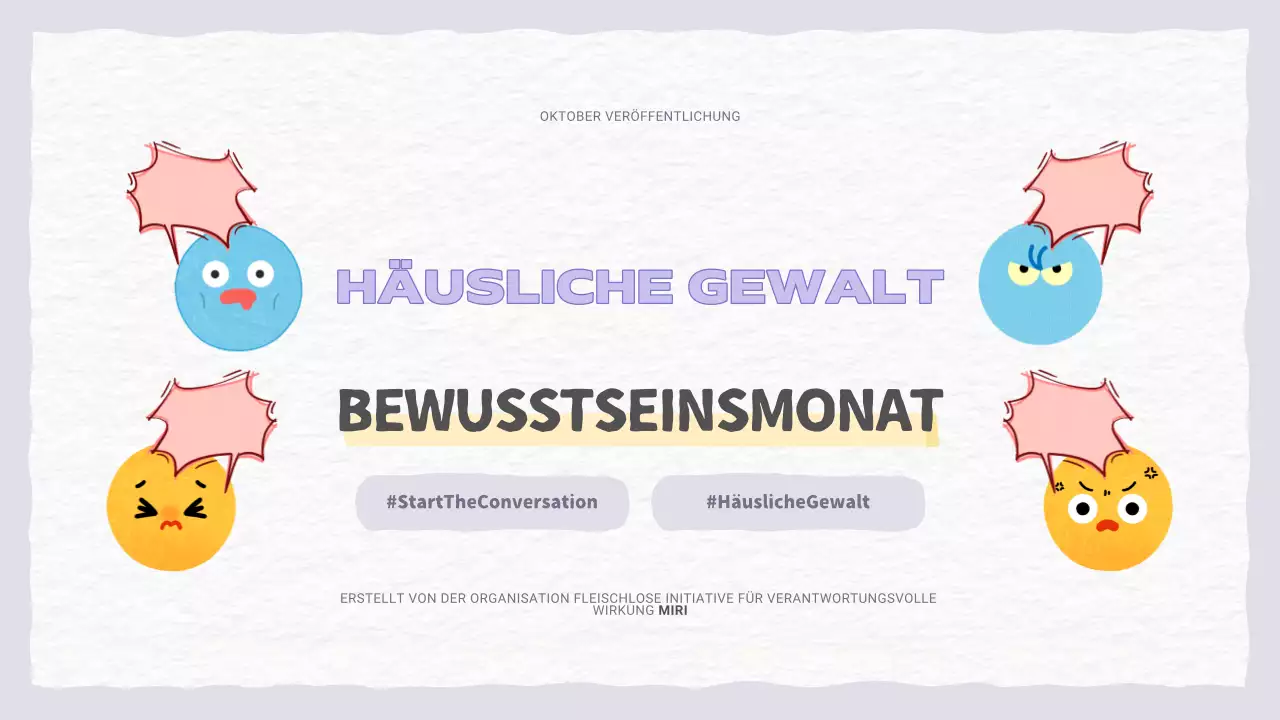 Eine hübsche lila und hellblaue Präsentation über häusliche Gewalt