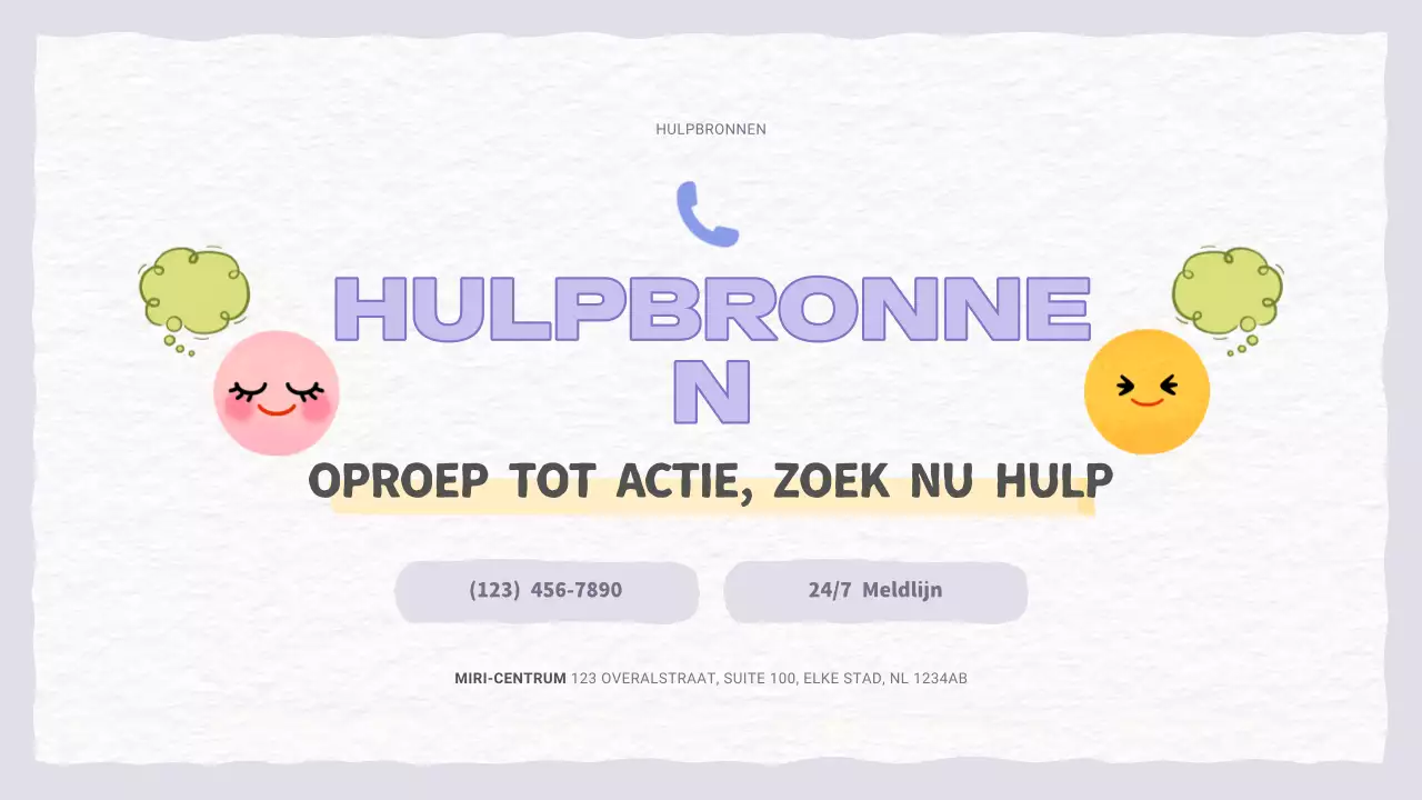 Een mooie paarse en lichtblauwe presentatie over huiselijk geweld