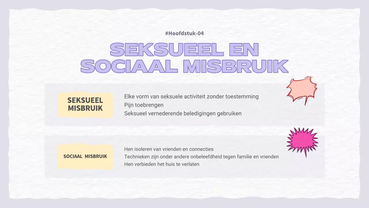 Een mooie paarse en lichtblauwe presentatie over huiselijk geweld