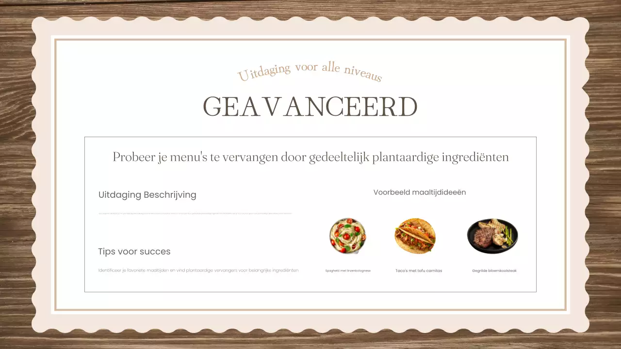 Het klassieke bruine en groene educatieve materiaal voor de Meatless Monday uitdaging