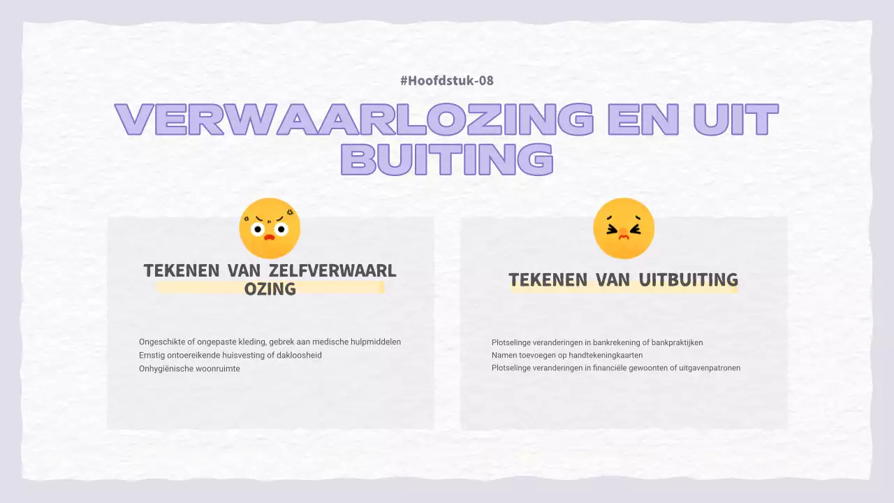 Een mooie paarse en lichtblauwe presentatie over huiselijk geweld