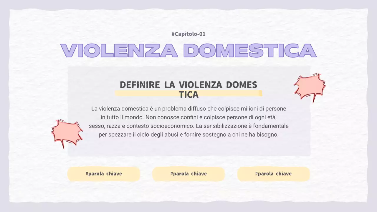 Una bella presentazione della violenza domestica in viola e azzurro