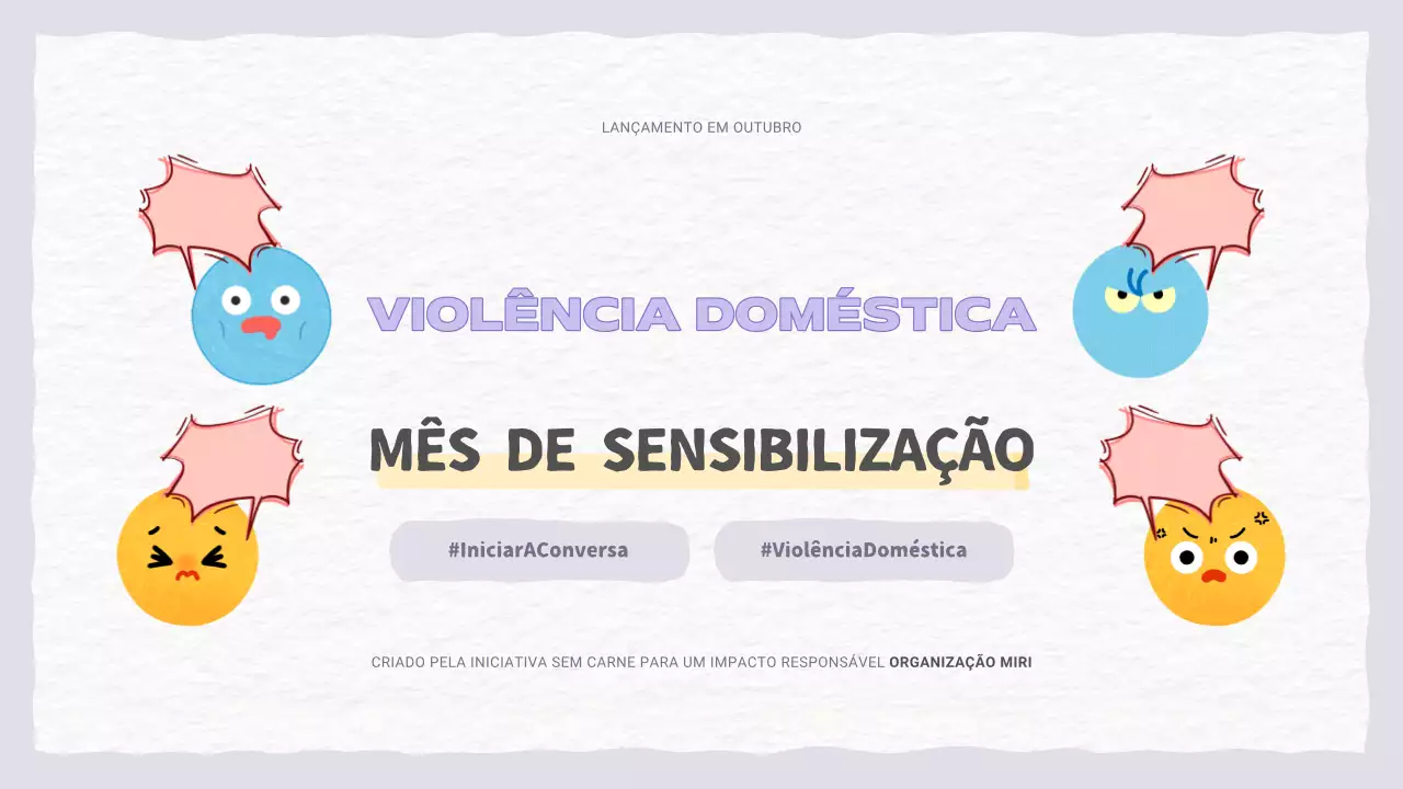 Uma bonita apresentação roxa e azul clara sobre violência doméstica