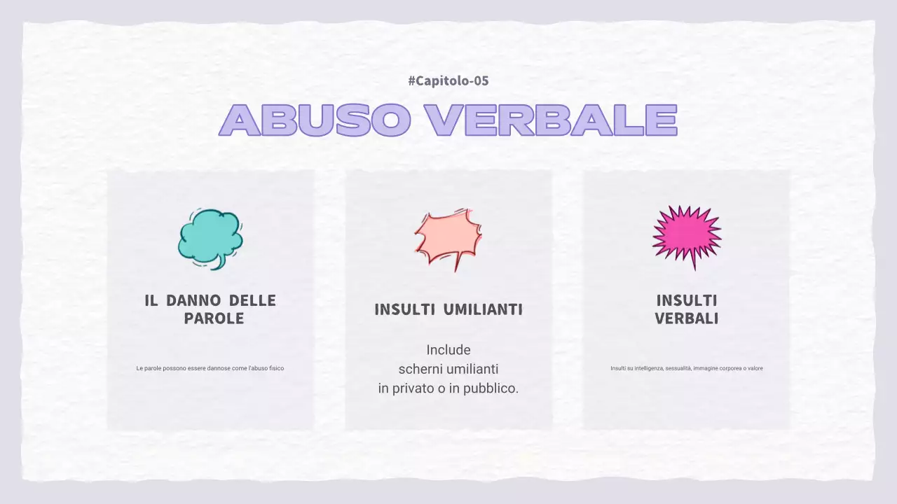 Una bella presentazione della violenza domestica in viola e azzurro