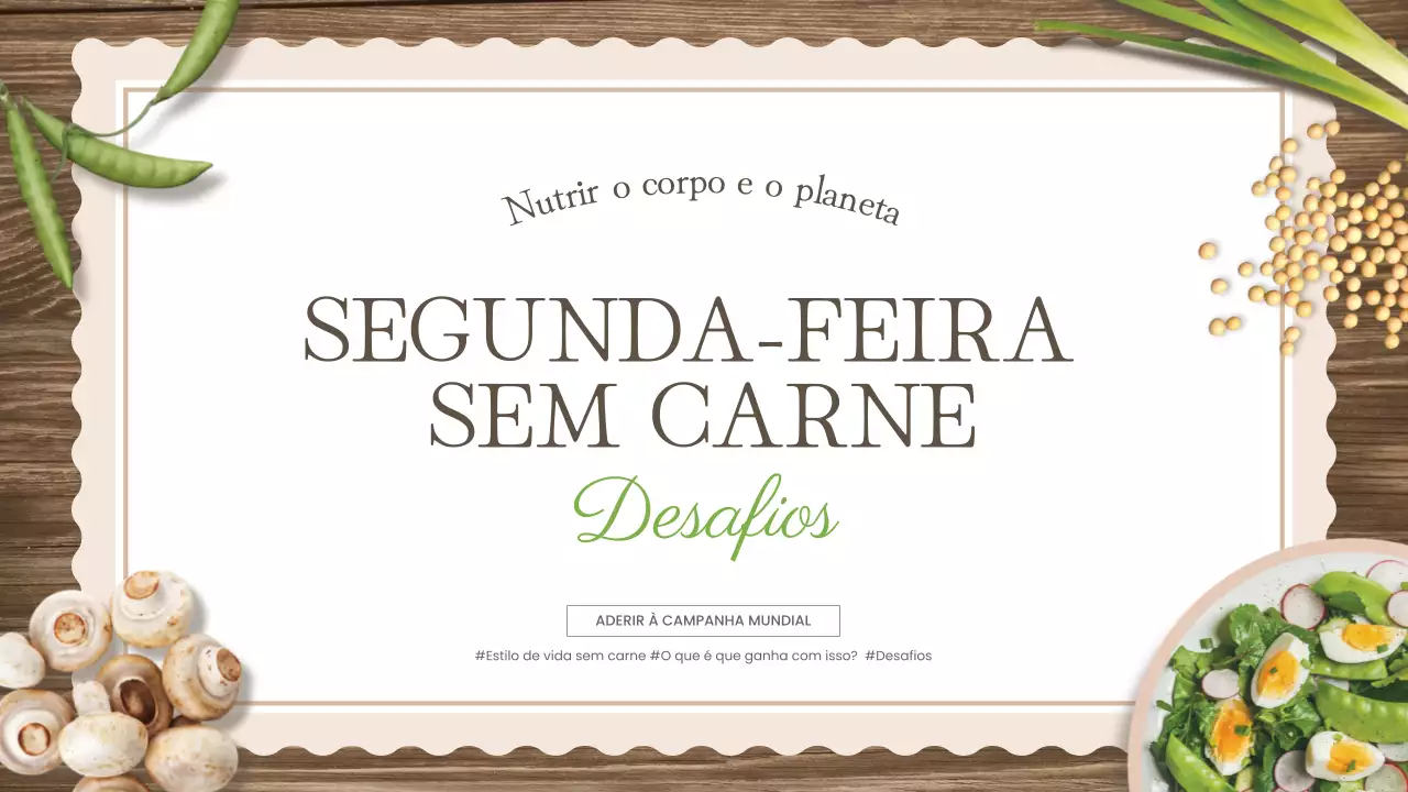 Os materiais didácticos do clássico desafio da Segunda-feira sem carne, castanho e verde