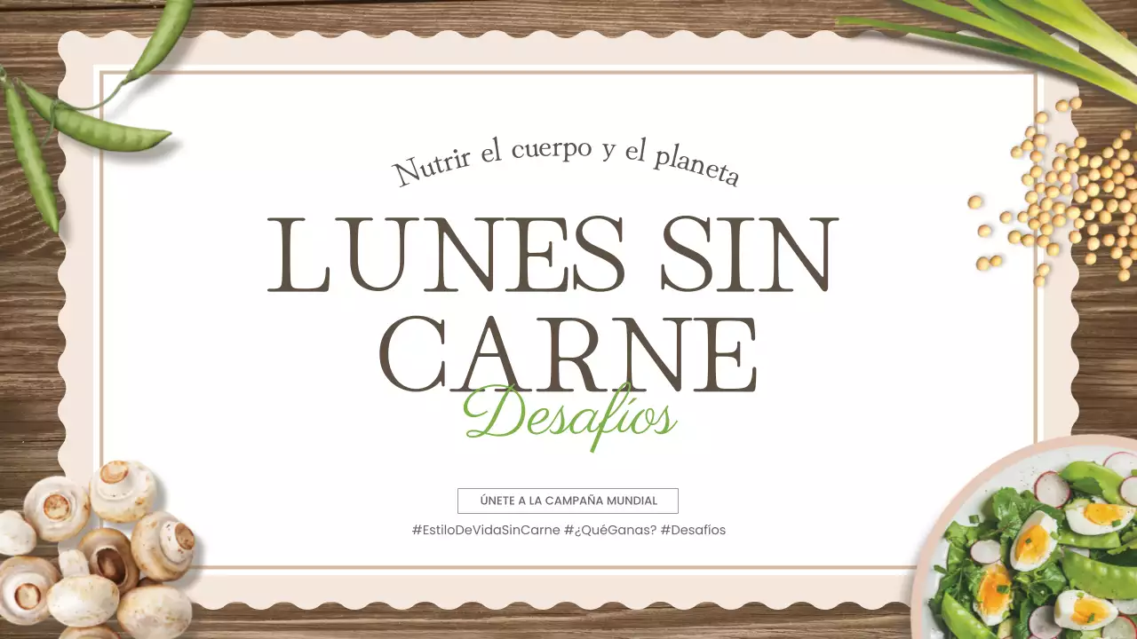 El clásico material didáctico marrón y verde del desafío Lunes sin carne