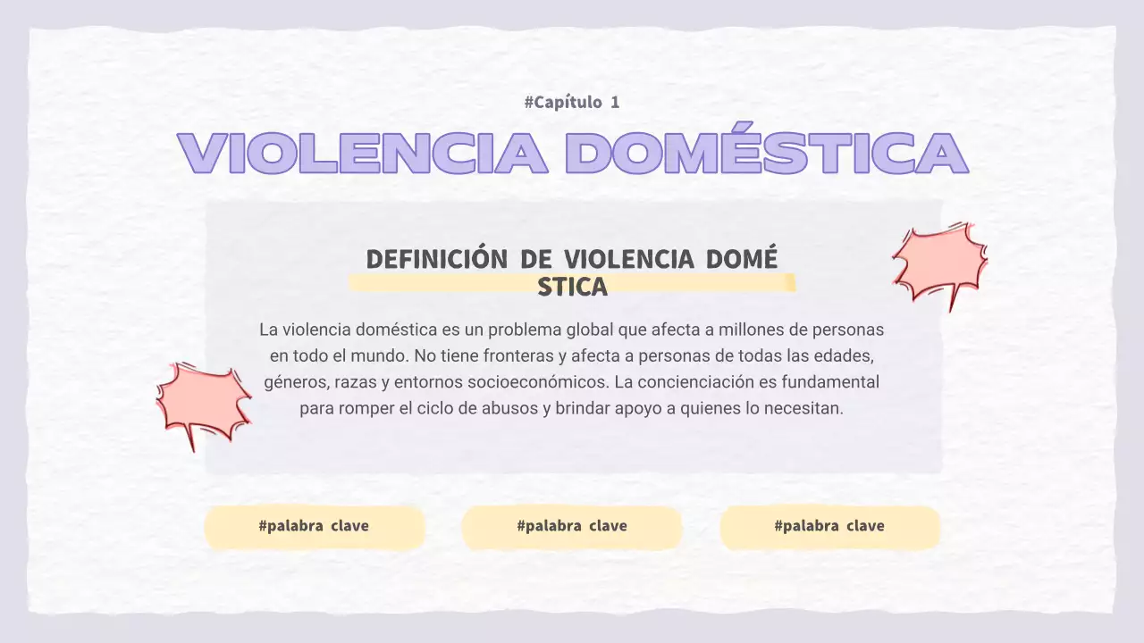 Una bonita presentación morada y azul claro sobre la violencia doméstica