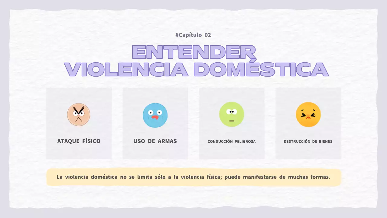 Una bonita presentación morada y azul claro sobre la violencia doméstica