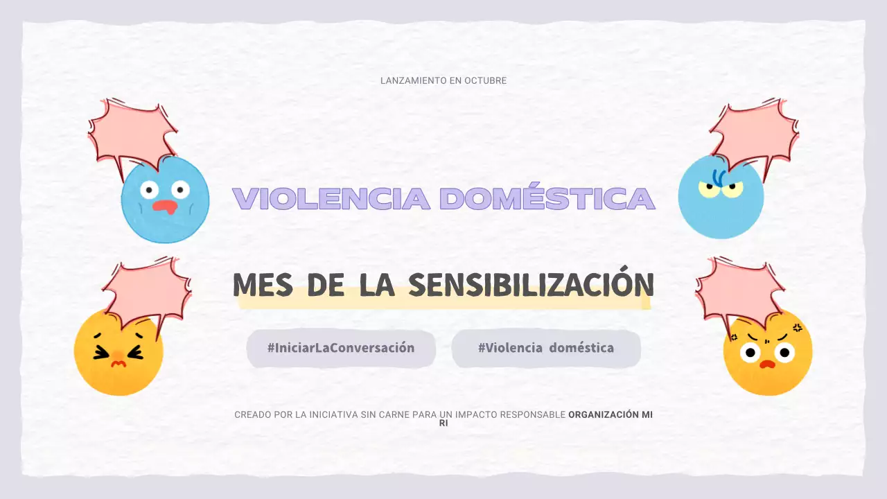 Una bonita presentación morada y azul claro sobre la violencia doméstica
