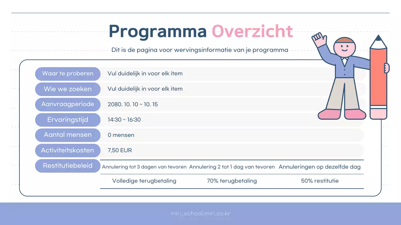 Pink en Bora's Eenvoudige Leerondersteuning Centrum Programmagids