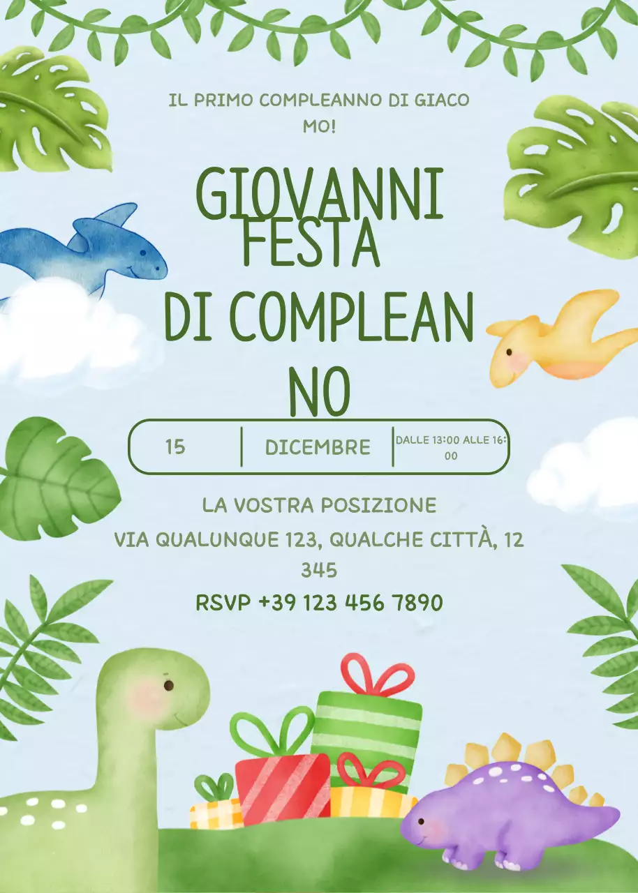 Invito alla festa di compleanno verde carino