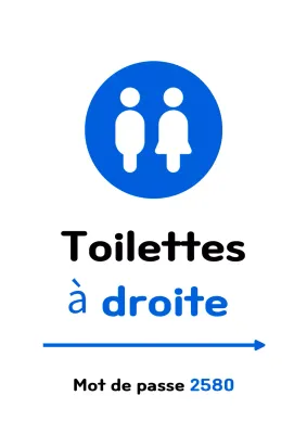 Emplacements des toilettes simples, bleus et blancs