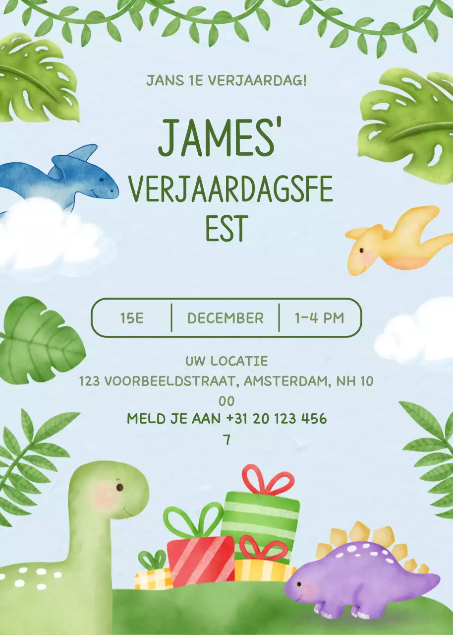 Uitnodiging Groen Schattig Verjaardagsfeestje