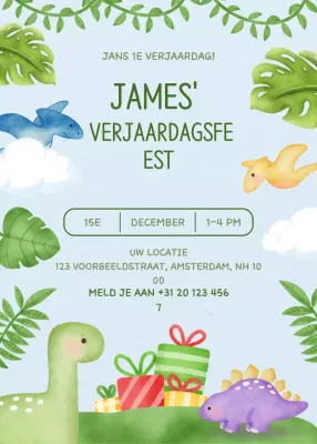 Uitnodiging Groen Schattig Verjaardagsfeestje