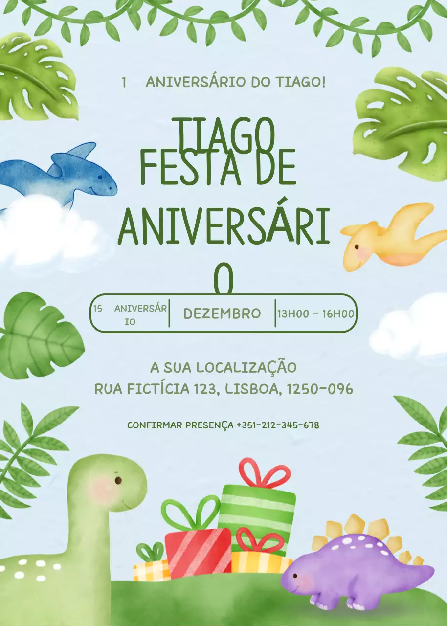 Convite de festa de aniversário verde e giro
