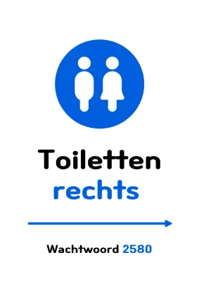 Eenvoudige blauwe en witte sanitaire ruimtes