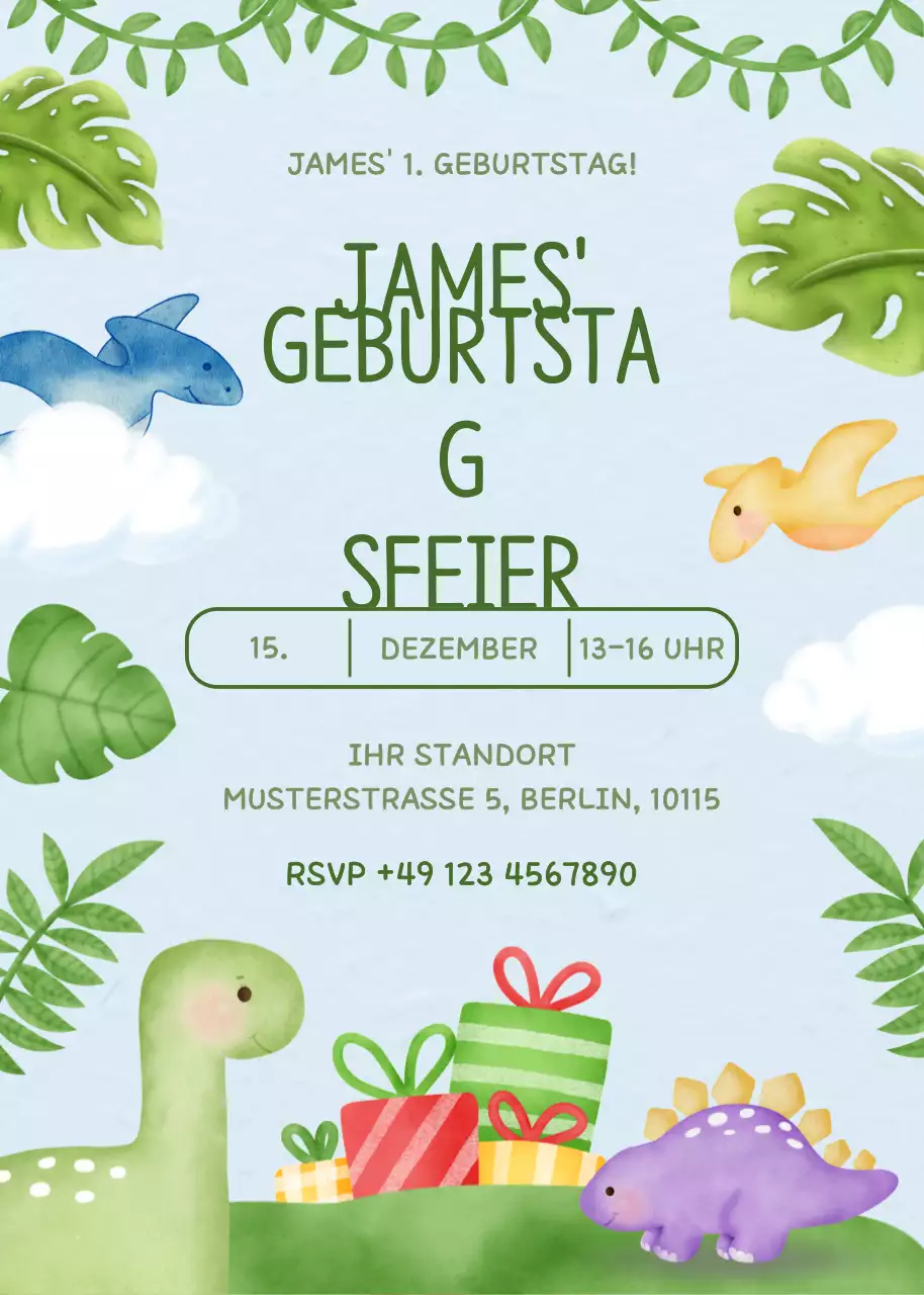 Grüne niedliche Geburtstagsparty-Einladung