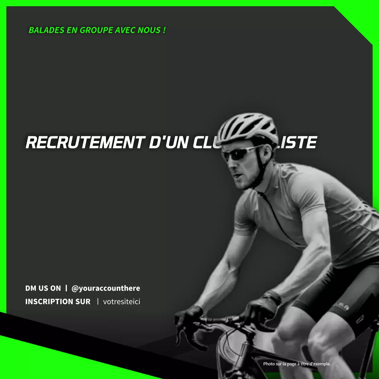 Promotion du recrutement d'un club cycliste moderne noir et vert
