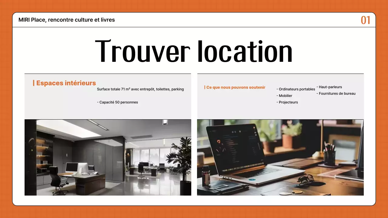 Guide pour la location d'un espace orange et rétro