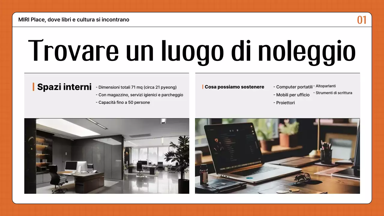 Guida all'affitto di un locale arancione e retrò