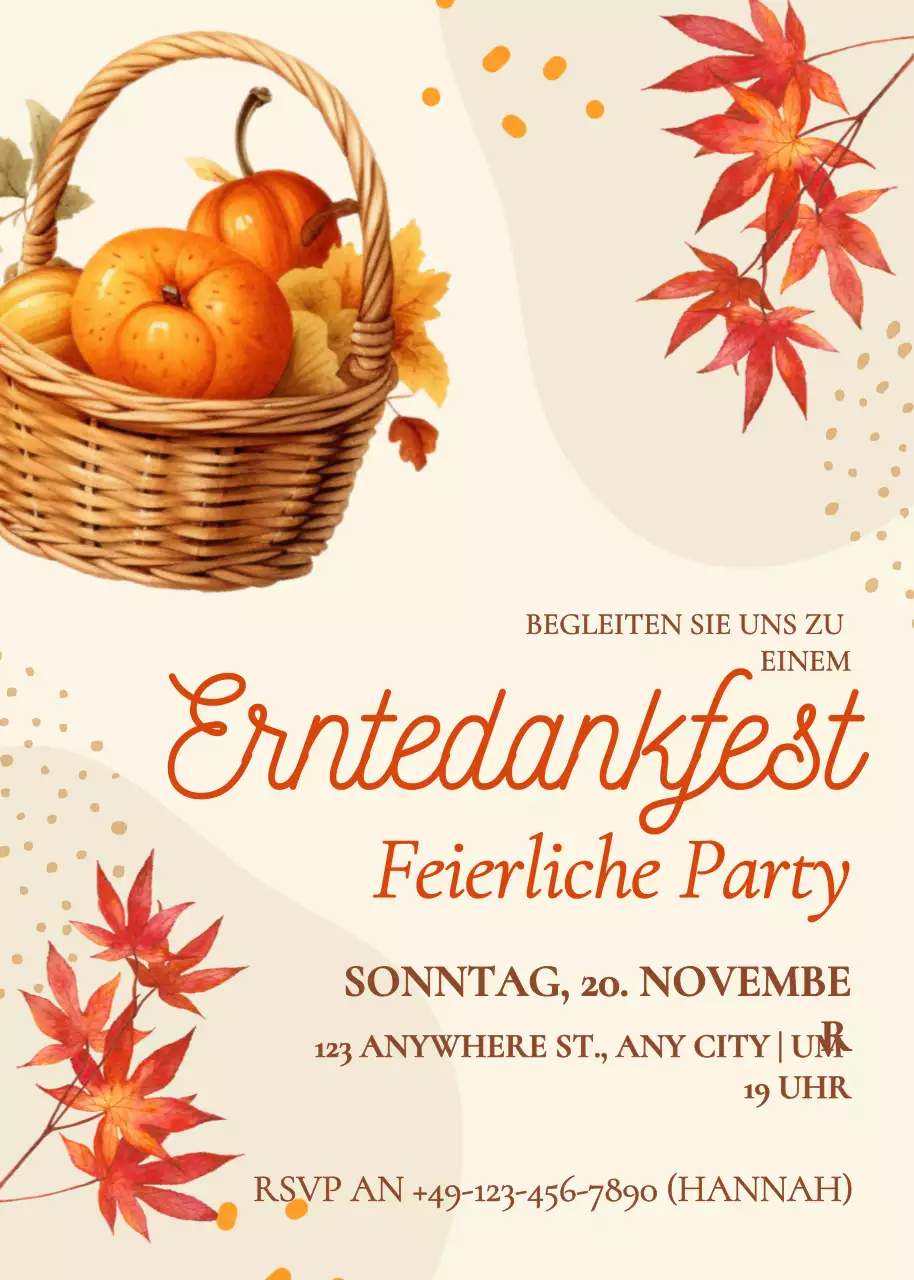 Orange Classic Einladung zur Erntedankfeier