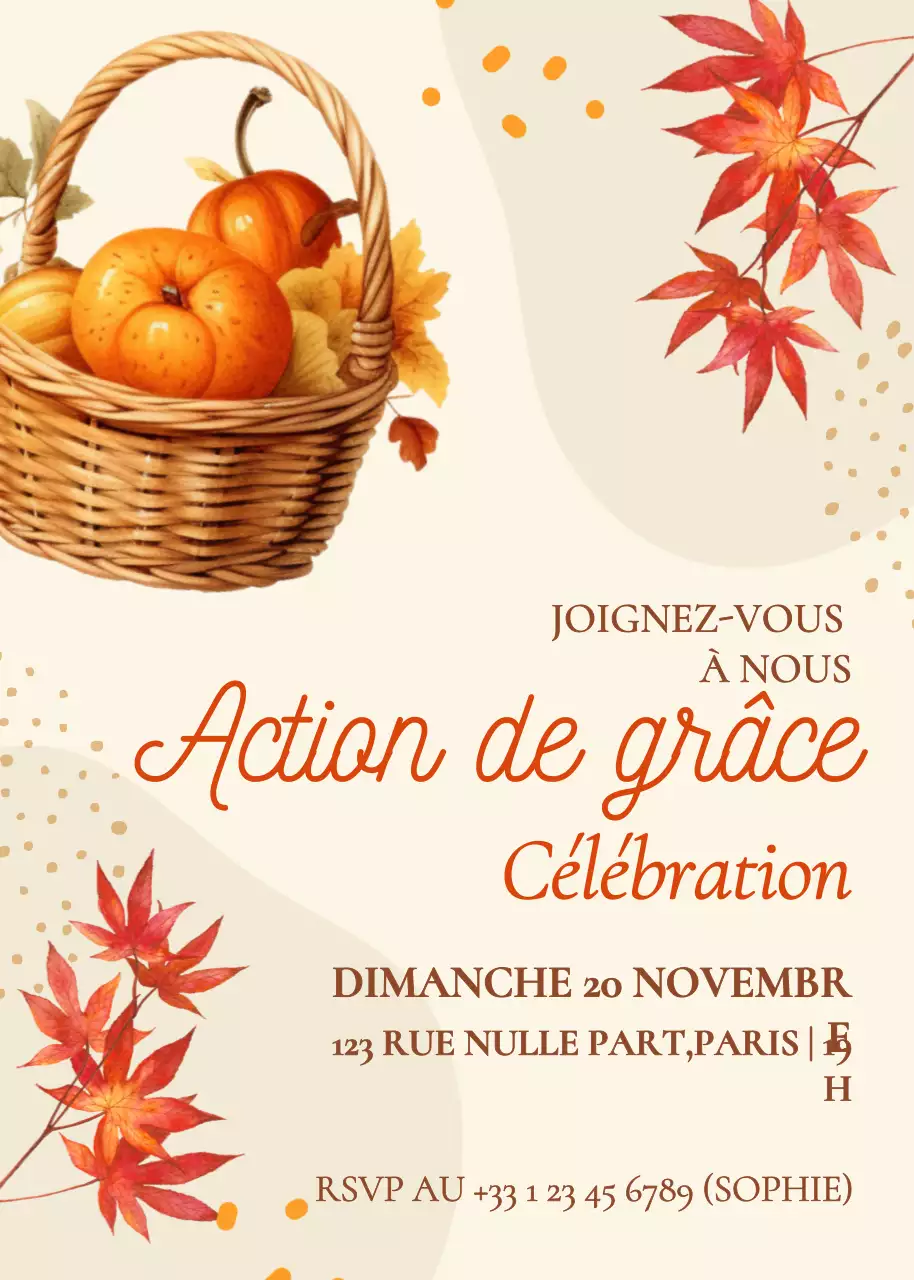Invitation à la célébration de Thanksgiving Orange Classic