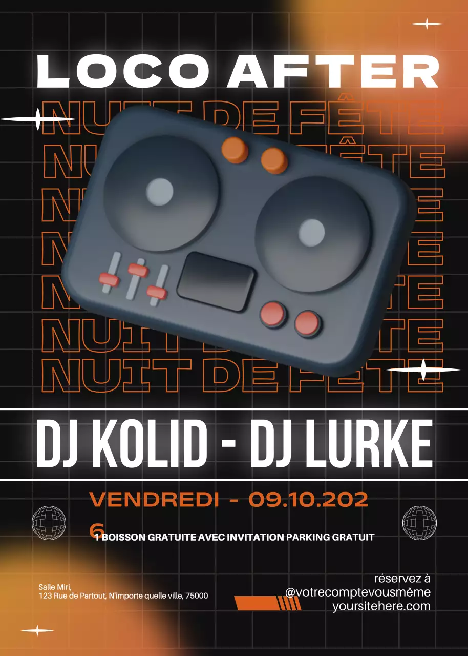 Black Modern Party Night Promotion Flyer