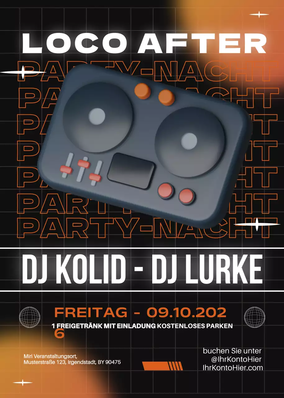 Schwarz Modern Party Night Promotion Flyer