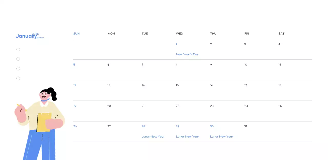 Lịch tạo động lực với hình ảnh minh họa sống động và những câu nói tích cực trên nền xanh da trời.