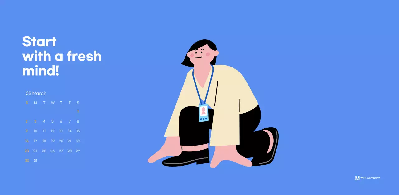 Lịch tạo động lực với hình ảnh minh họa sống động và những câu nói tích cực trên nền xanh da trời.