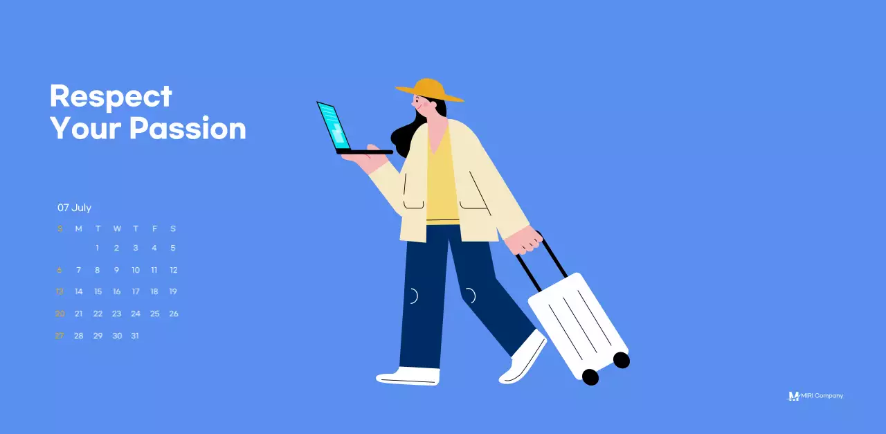 Lịch tạo động lực với hình ảnh minh họa sống động và những câu nói tích cực trên nền xanh da trời.