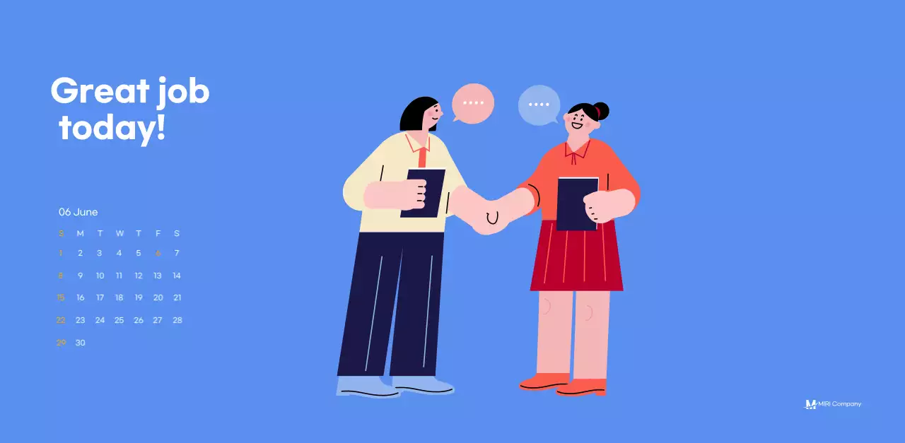 Lịch tạo động lực với hình ảnh minh họa sống động và những câu nói tích cực trên nền xanh da trời.