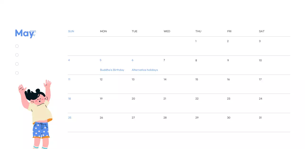 Lịch tạo động lực với hình ảnh minh họa sống động và những câu nói tích cực trên nền xanh da trời.