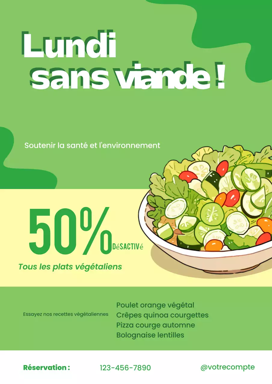 Green Yellow Modern Meatless Monday Campaign Menu Promotion Poster Advertisement