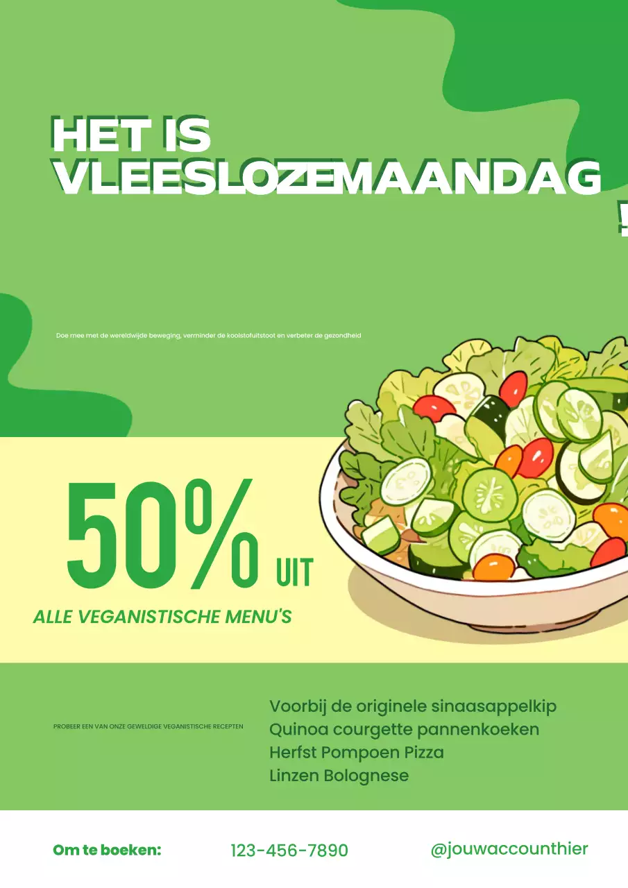 Groen Geel Modern Meatless Monday Campagne Menu Promotie Poster Advertentie