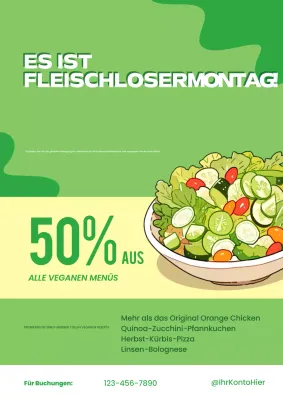 Grün Gelb Modern Meatless Monday Kampagne Menü Promotion Poster Werbung