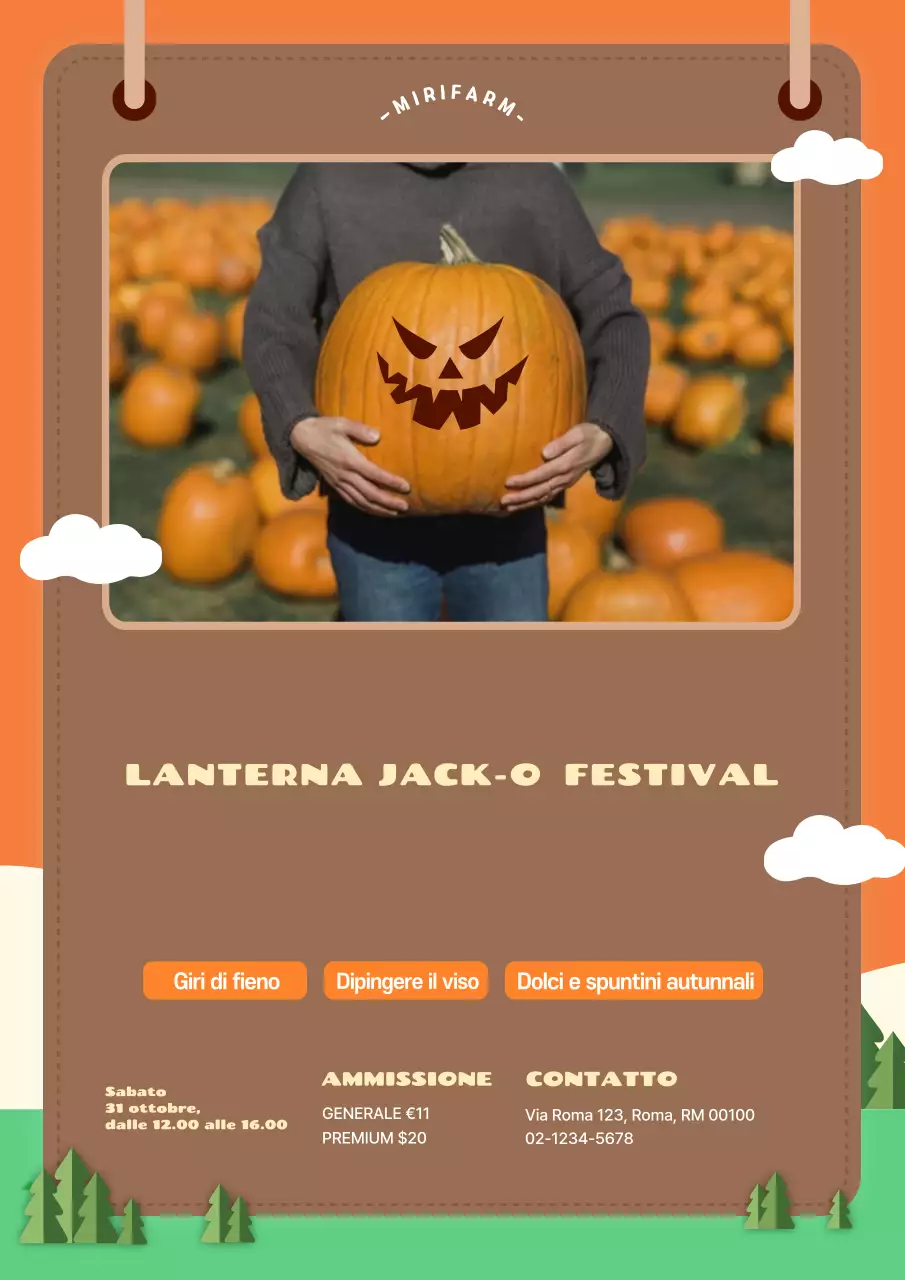 Annunci di eventi di Halloween in arancione e marrone