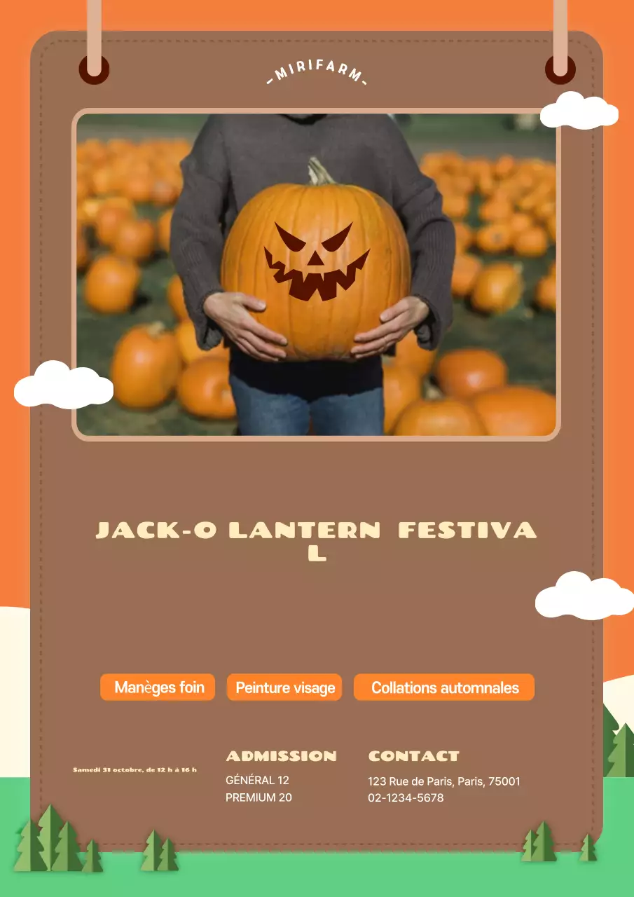 Annonces d'événements d'Halloween en orange et marron