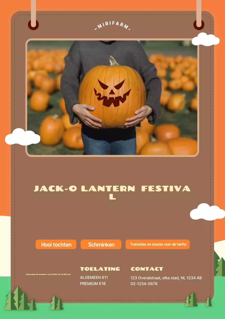 Aankondigingen van Halloween-evenementen in oranje en bruin