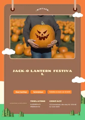 Aankondigingen van Halloween-evenementen in oranje en bruin