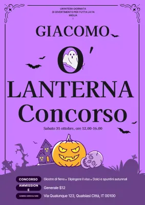 Annuncio di evento di Halloween retrò arancione e viola
