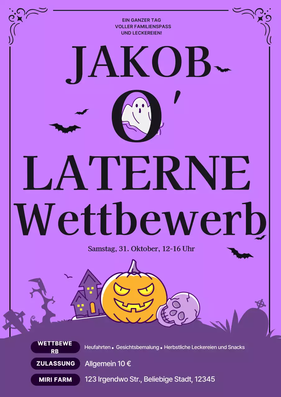 Orange-lila Retro-Halloween-Event-Ankündigung