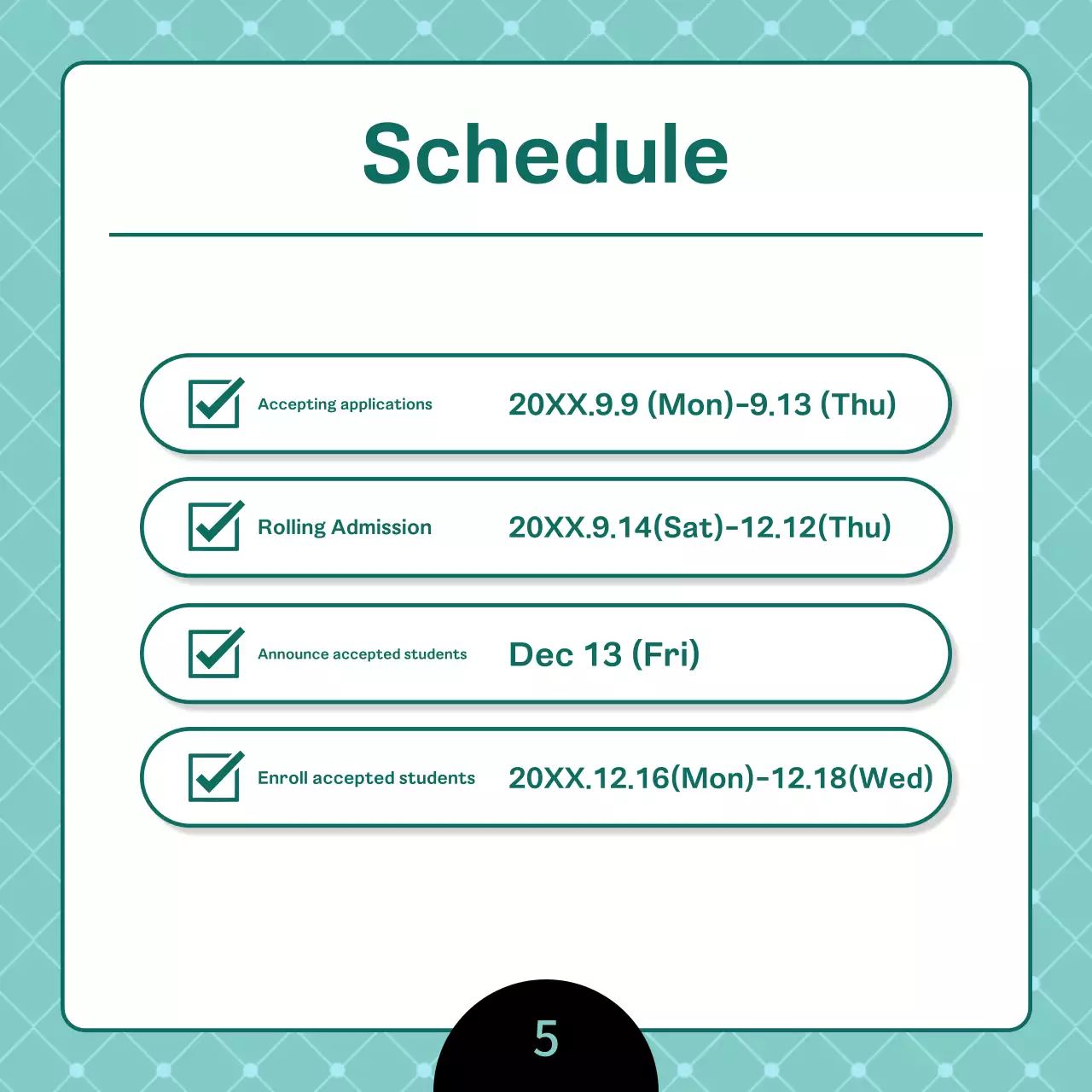 A clean, mint-colored college recruitment announcement