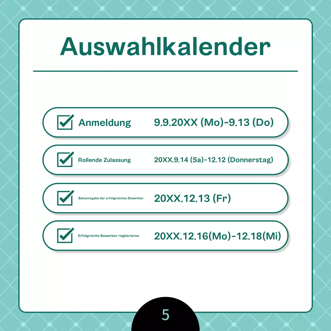 Eine saubere, mintfarbene Stellenausschreibung der Universität