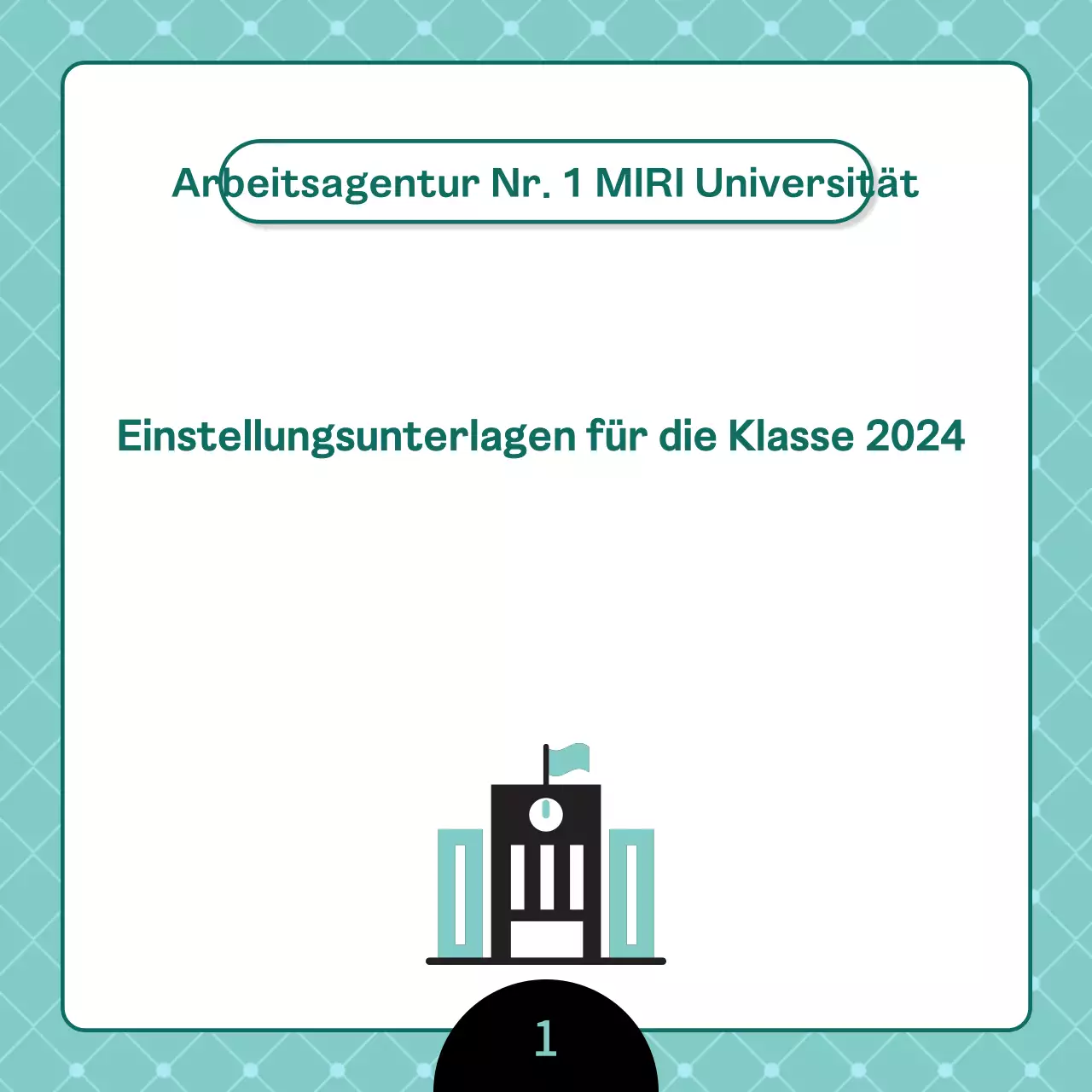 Eine saubere, mintfarbene Stellenausschreibung der Universität